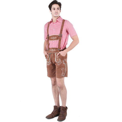 Herren nan Trachtenlederhose kurz mit Latzträgern und filigraner Stickerei EB