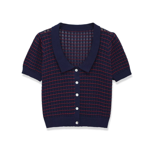 Damen Kurzarm Pullover mit strukturiertem Gewebe EB