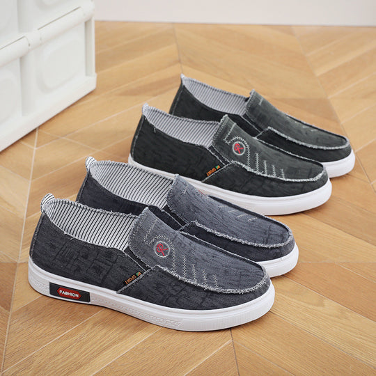 Damen lässige Slip-On Schuhe mit elastischem Einsatz und modischem Denim-Design EB