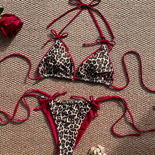 Damen Triangel-Bikini mit verspieltem Animal-Print EB