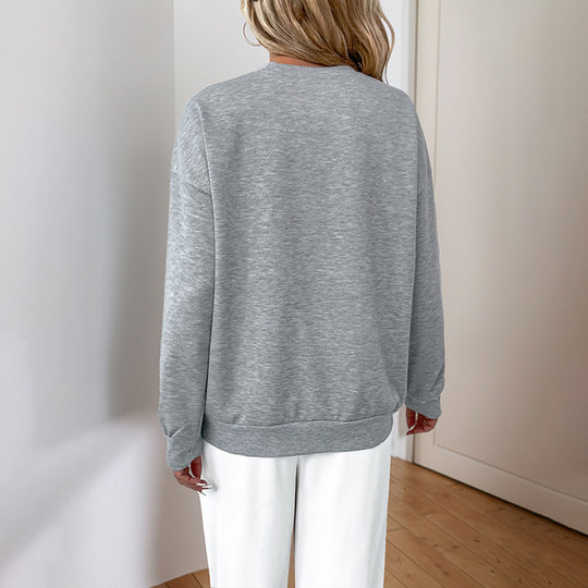 Damen Sweatshirt mit Pailletten-V‑Einsatz und oversized Schnitt EB