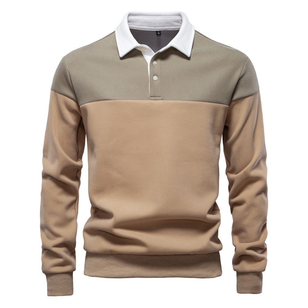 Herren Langarm Poloshirt mit modernen Farbapplikationen und hochwertigem Stoff EB