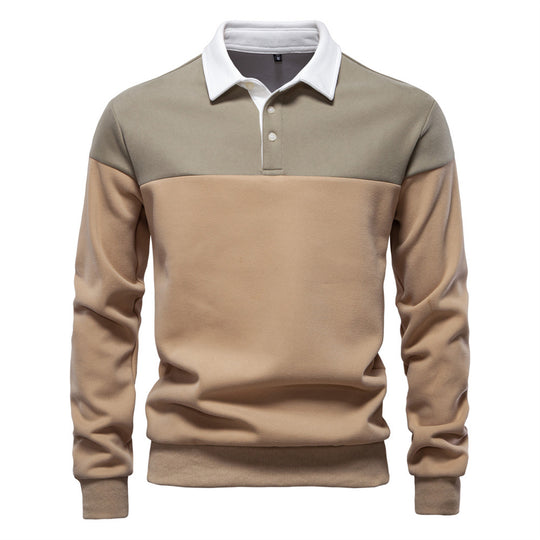 Herren Langarm Poloshirt mit modernen Farbapplikationen und hochwertigem Stoff EB