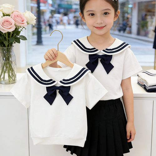 Mädchen Matrosen T-Shirt mit Schleifendetail EB