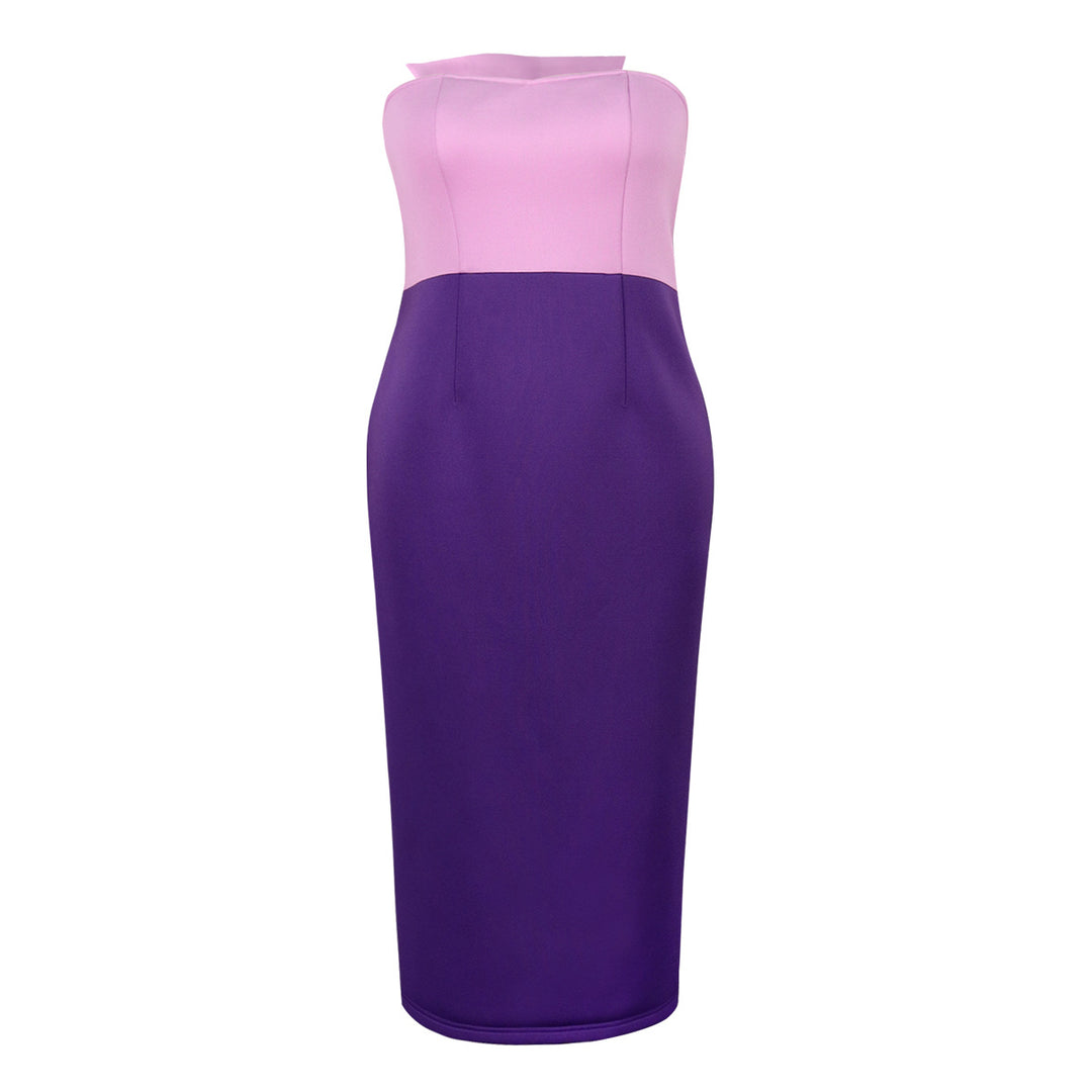 Damen figurbetontes Cocktailkleid mit schulterfreiem Design und Farbverlauf EB