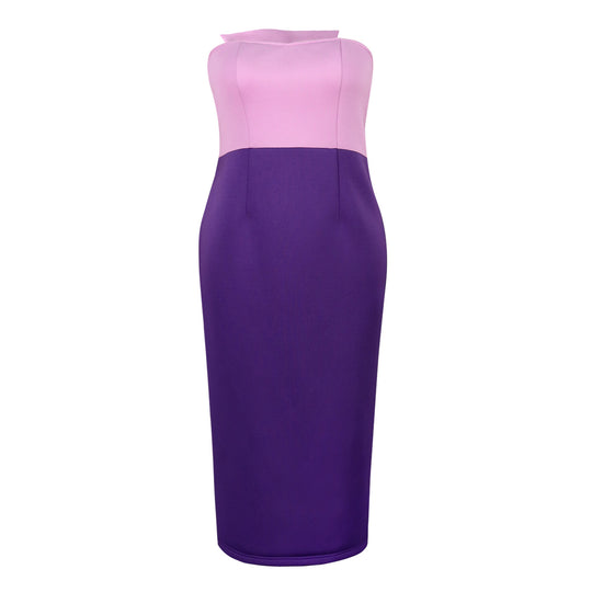 Damen figurbetontes Cocktailkleid mit schulterfreiem Design und Farbverlauf EB
