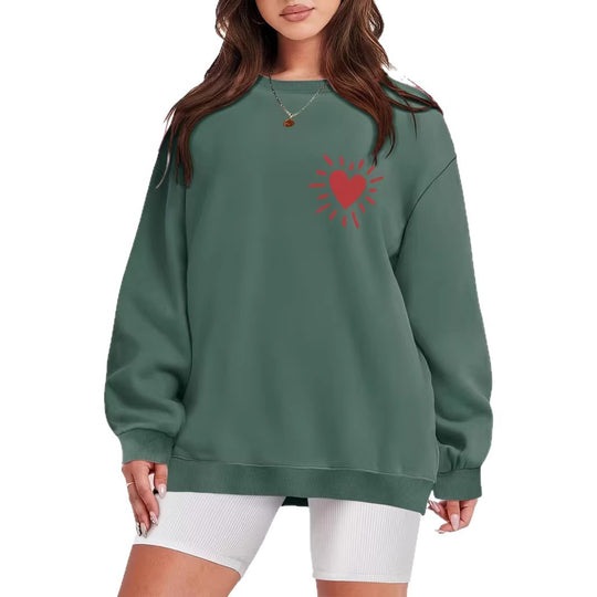 Damen Sweatshirt mit lässigem Herzmotiv und übergroßem Schnitt EB