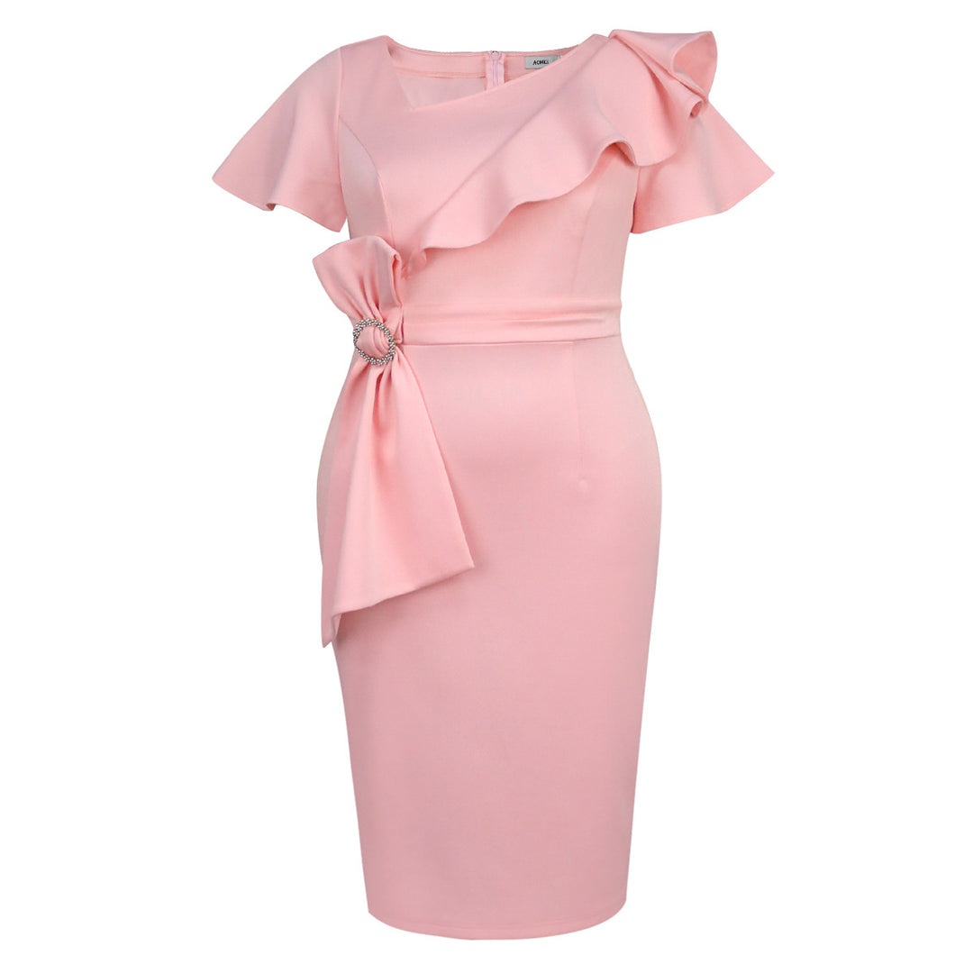 Damen Figurbetontes Kleid mit Rüschendetails und Taillengürtel EB
