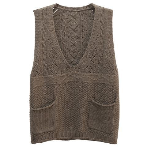 Damen Strickweste mit tiefem V-Ausschnitt und praktischen Taschen EB