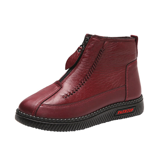 Damen modische Stiefel mit seitlichem Reißverschluss und bequemer Sohle EB
