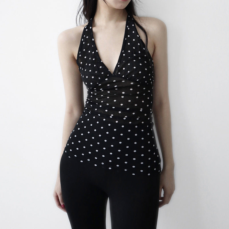 Damen Halterneck Top mit Polka Dots EB
