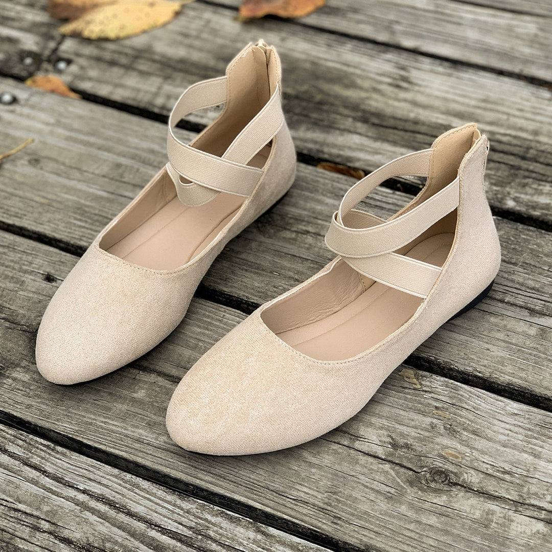Damen Bequeme Ballerinas mit modischem Riemchen-Design EB