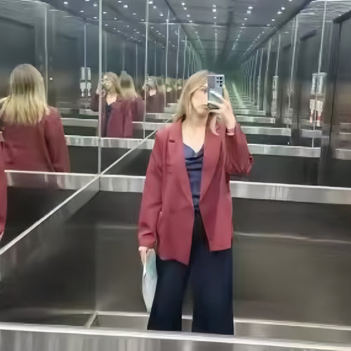 Damen Oversized Blazer mit doppelter Knopfreihe und lässigem Schnitt EB