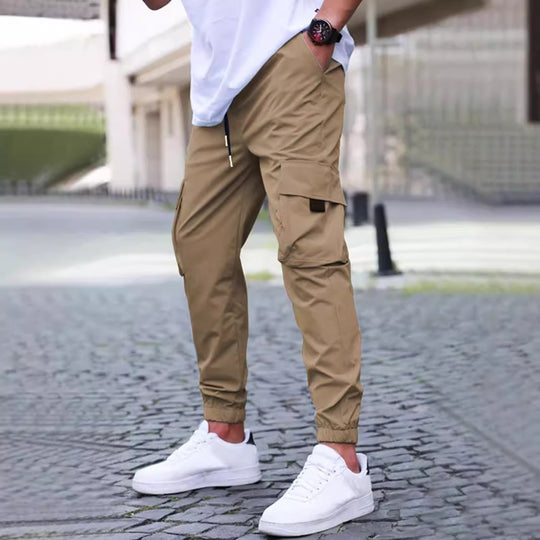 Herren vielseitige Cargo-Hose mit elastischem Bund und praktischen Reißverschlusstaschen EB