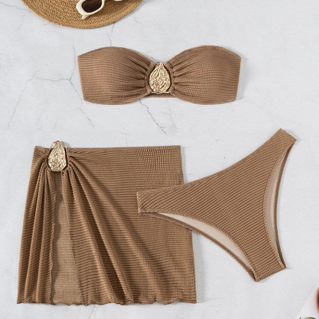 Damen Bandeau-Bikini-Set mit elegantem Drapierungsdetail EB