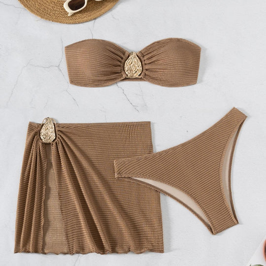 Damen Bandeau-Bikini-Set mit elegantem Drapierungsdetail EB