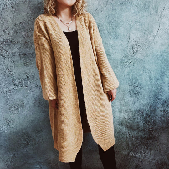 Damen Oversized Strickjacke mit tiefem V-Ausschnitt und lässigem Schnitt EB