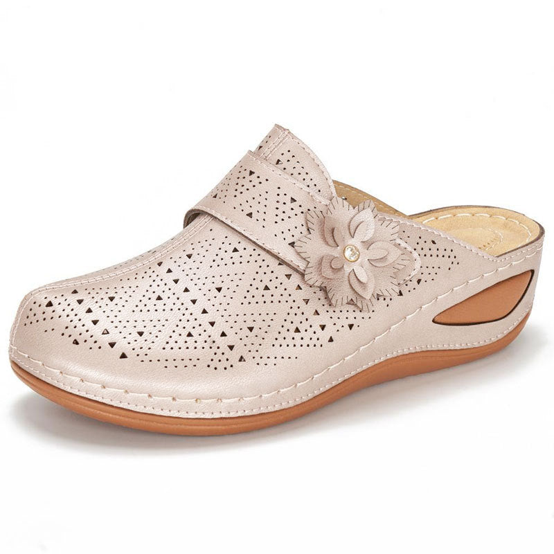 Damen bequeme Clogs mit floralem Cut-Out-Design und rutschfester Sohle EB