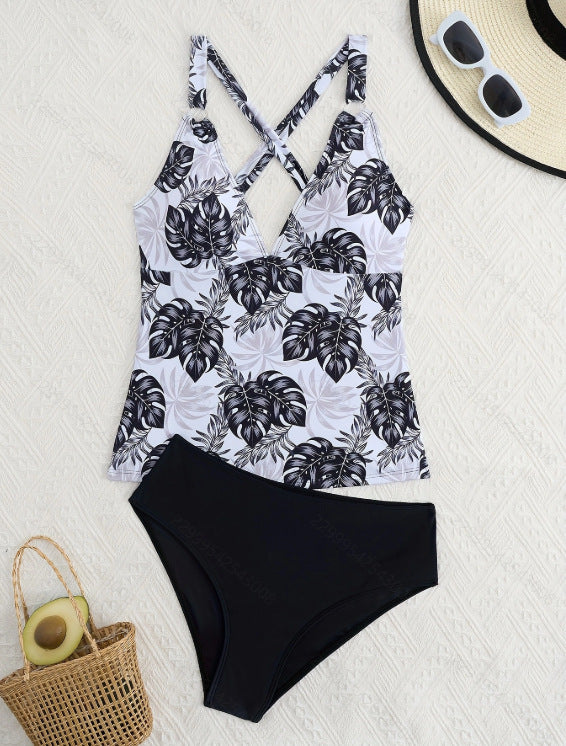 Damen Tankini-Set mit floralem Oberteil und klassischer Bikini-Hose EB