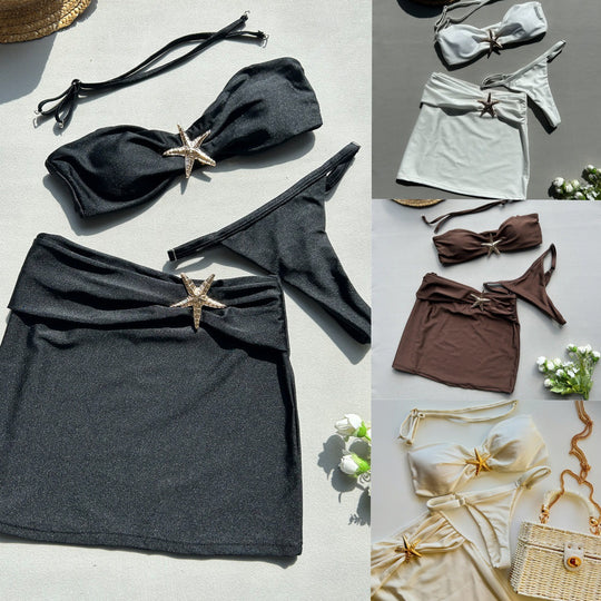 Damen Bikini-Set mit Röckchen und schimmerndem Muschel-Detail EB