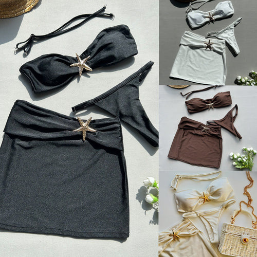 Damen Bikini-Set mit Röckchen und schimmerndem Muschel-Detail EB