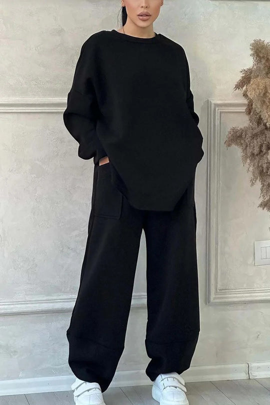 Damen gemütliches Oversized Sweatanzug-Set EB