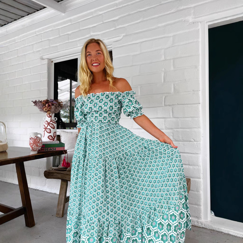 Damen Maxikleid mit charmanten Rüschendetails EB