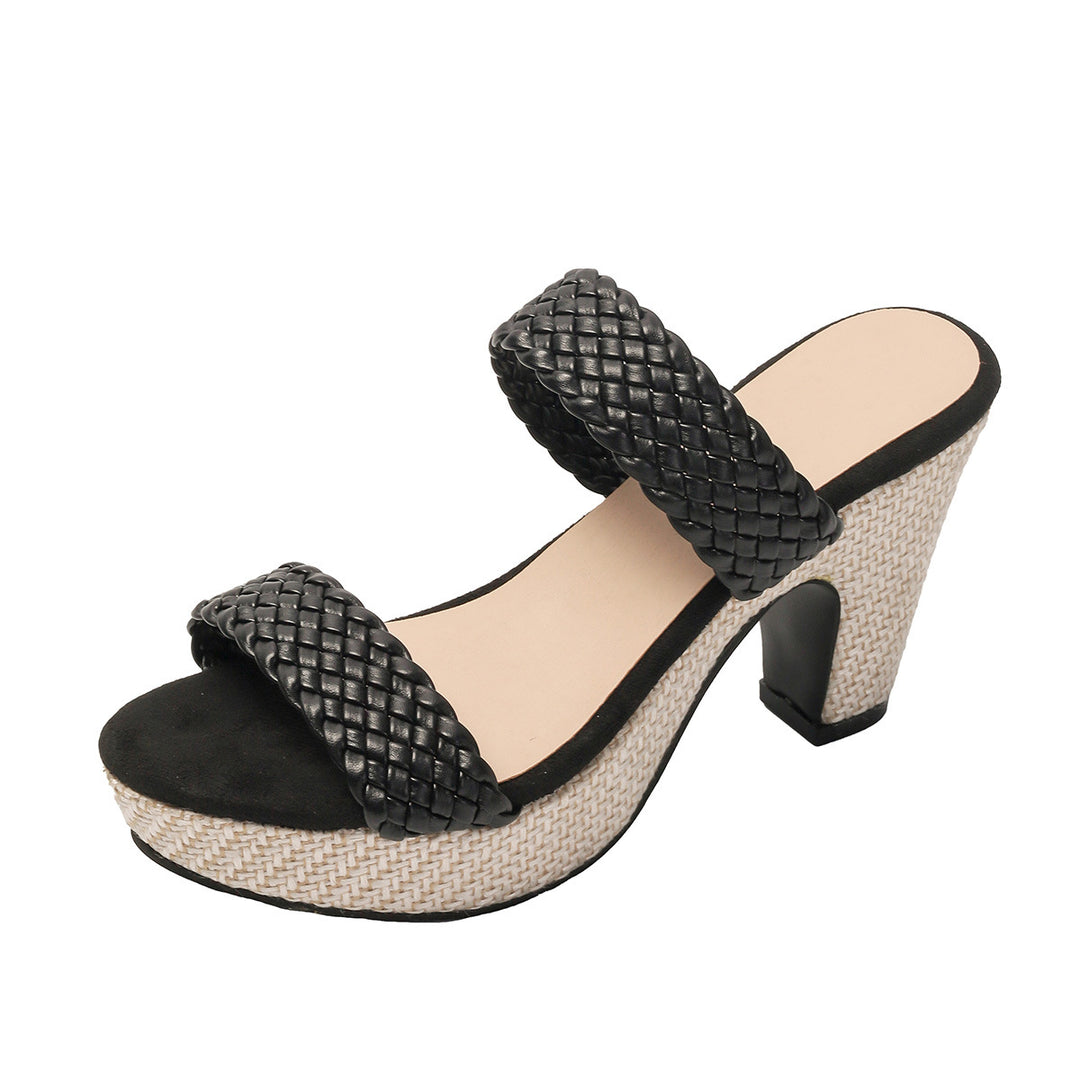 Damen Wedge-Plateau-Sandaletten mit geflochtenem Riemendesign und komfortablem Fußbett EB
