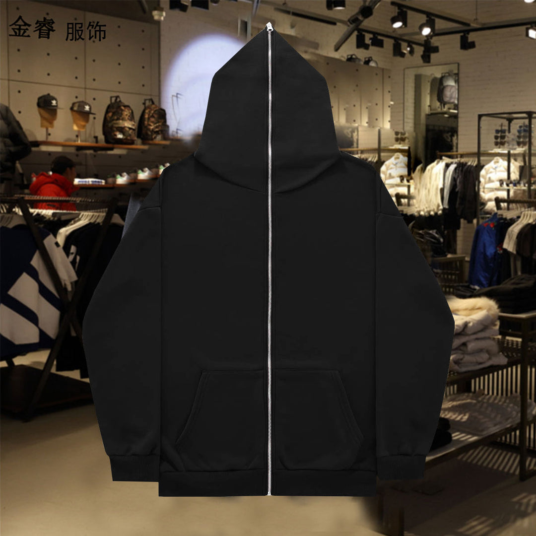 Unisex Zip-Hoodie mit durchgehendem Reißverschluss bis in spitze Kapuze, Kängurutasche und gerippten Bündchen EB