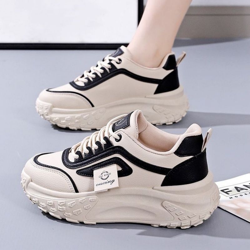 Damen modische Chunky-Sneaker mit dämpfender Sohle und rutschfester Laufsohle EB