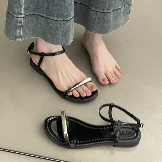 Damen elegante Riemchen-Sandalen mit modischem Glitzerakzent EB