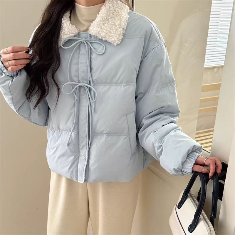 Damen Trendige Steppjacke mit Teddykragen und praktischen Taschen EB