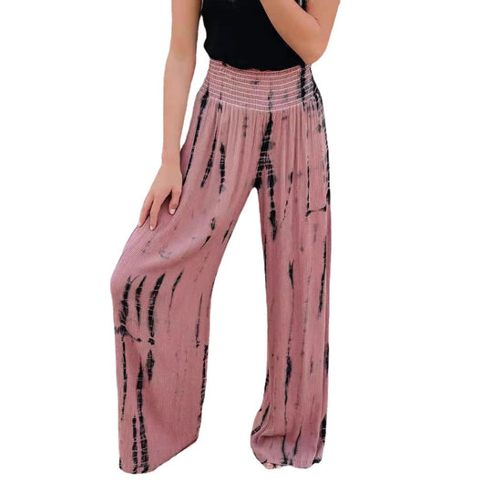 Damen weite Pluderhosen mit elastischem Bund und modernem Streifenmuster EB
