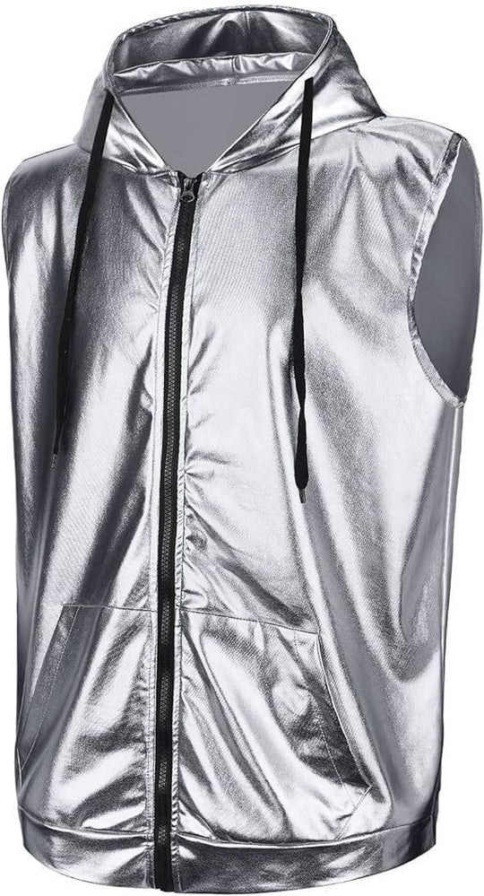 Herren Kapuzenweste mit glänzendem Obermaterial und praktischen Taschen EB