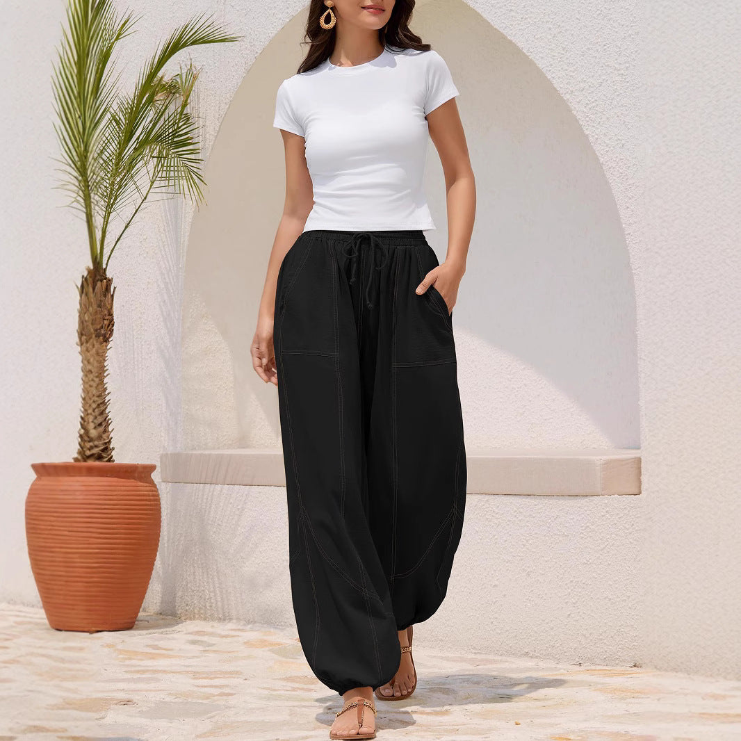 Damen Lässige Weitbein-Hose mit praktischen Taschen EB
