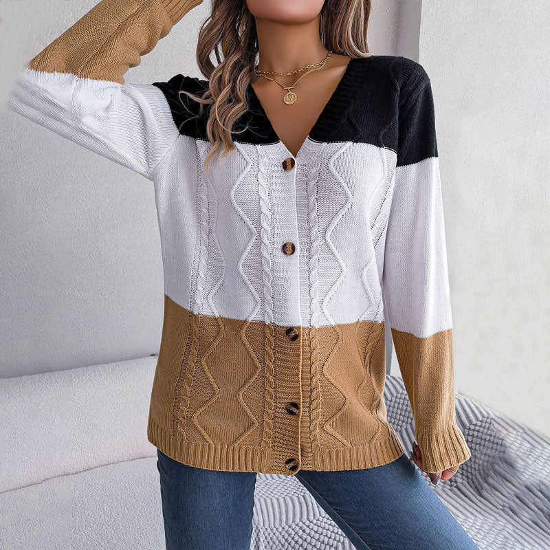 EB | Farbblock Strickjacke mit Modischem Stil