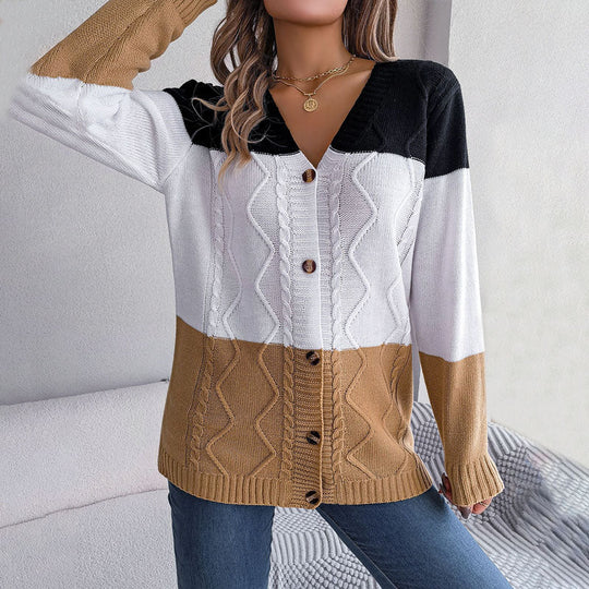 EB | Farbblock Strickjacke mit Modischem Stil