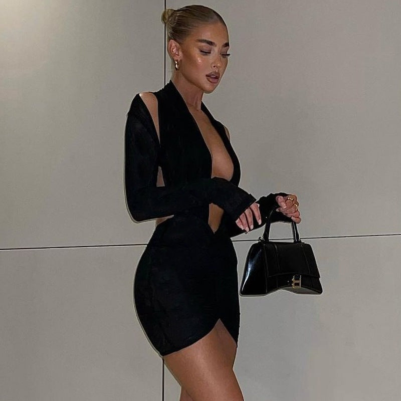 Damen Wickelkleid mit tiefem V-Ausschnitt und Raffungen EB