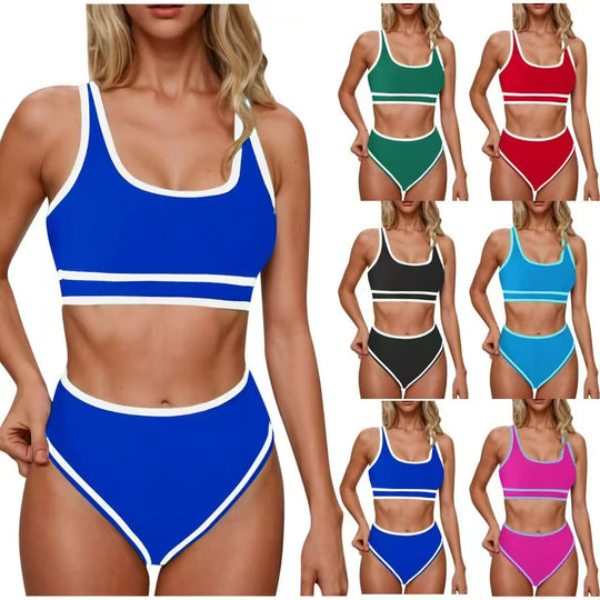 Damen Sportliches Hochtailliertes Bikini-Set EB