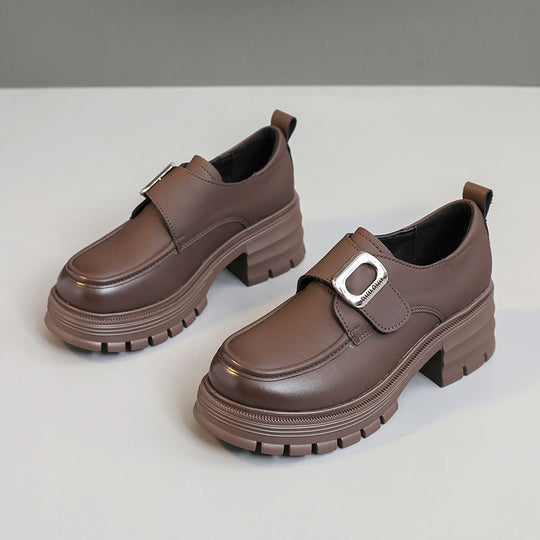Damen modische Halbschuhe mit robustem Plateau und eleganter Schnalle EB