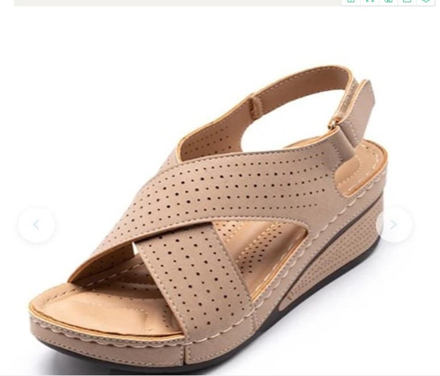 Damen Wedge-Sandalen mit atmungsaktiven Einsätzen und komfortablem Fußbett EB