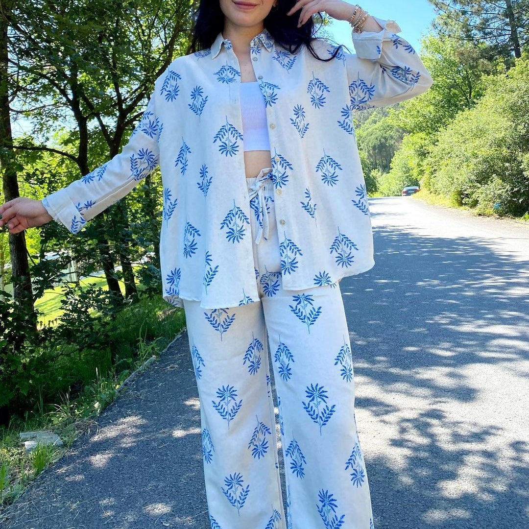 Damen Lässiges Sommer-Set mit floralem Print und lockerem Schnitt EB