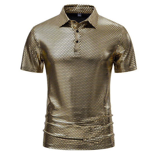 Herren Poloshirt mit glänzendem Honigwaben-Muster EB