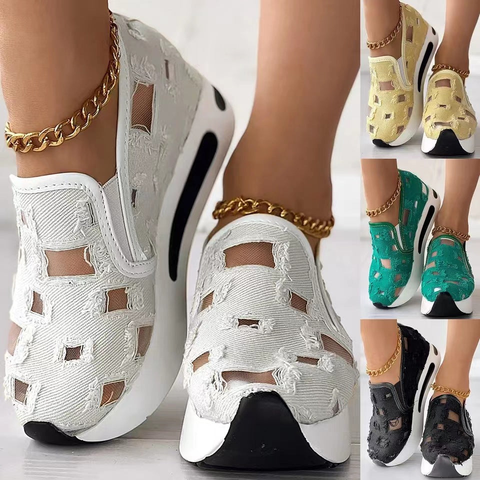 Damen Atmungsaktive Slip-On Sneakers mit modischem Lochdesign EB