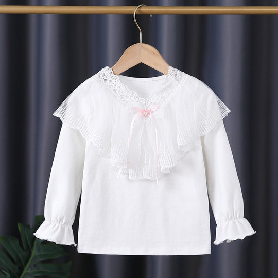 Mädchen Langarmshirt mit eleganter Spitzenverzierung EB