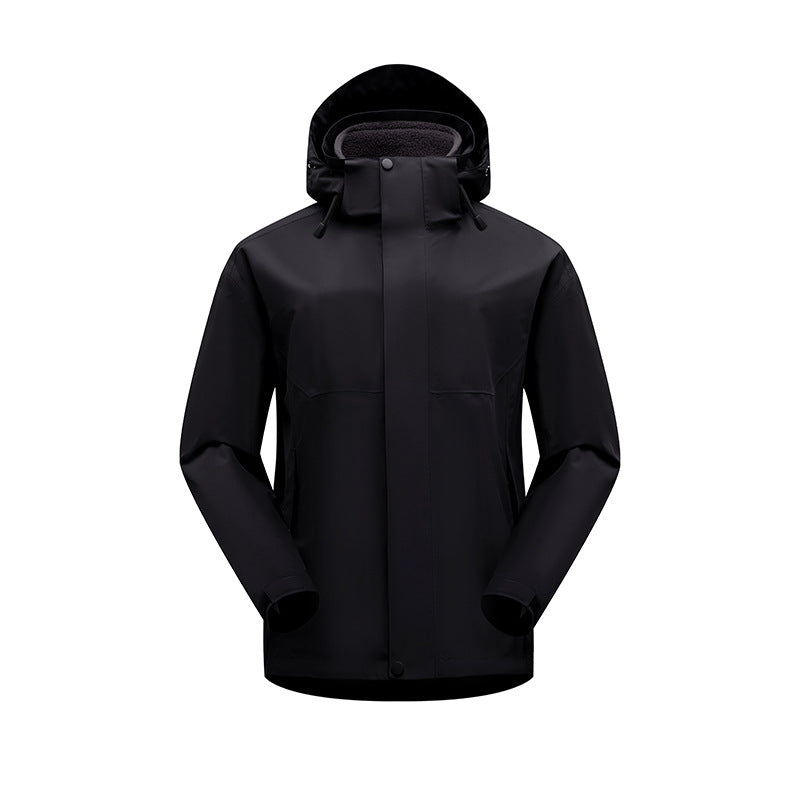 Herren matte wasserdichte Urban Outdoorjacke mit getapten Nähten, abnehmbarer Kapuze und Fleecekragen EB