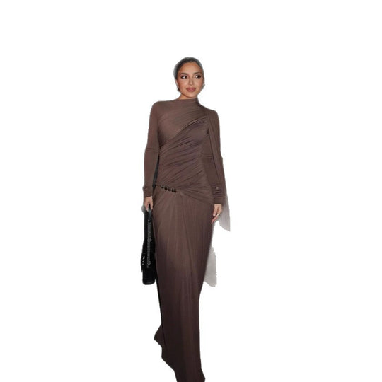 Damen elegantes Wickelkleid mit asymmetrischem Schnitt und raffinierten Rüschendetails EB