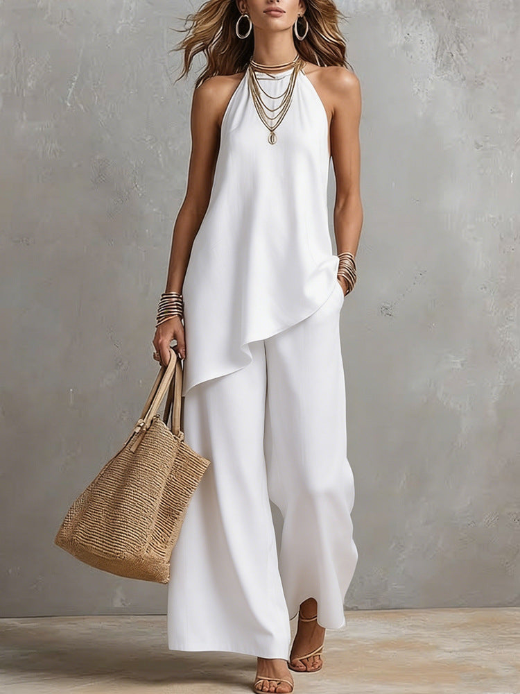 Damen luftiger Jumpsuit mit asymmetrischem Schnitt EB