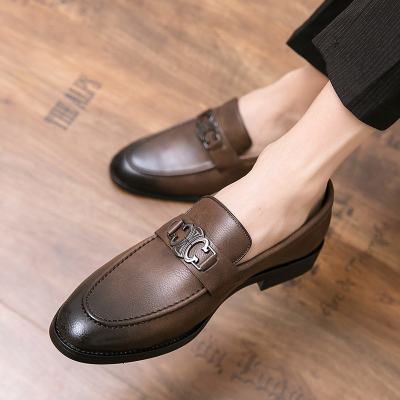 Herren Elegante Premium-Leder Mokassins mit dekorativem Riemen EB