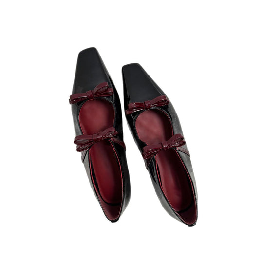 Damen Ballerina-Schuhe mit hochwertigem Metallic-Obermaterial und charmantem Schleifendetail EB